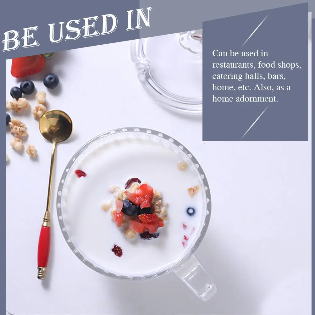 

Large Capacity Glass Breakfast Cup Clear Glass Bowl with Lid Portable Milk Fruit Cereal Porridge Container Decorative Household