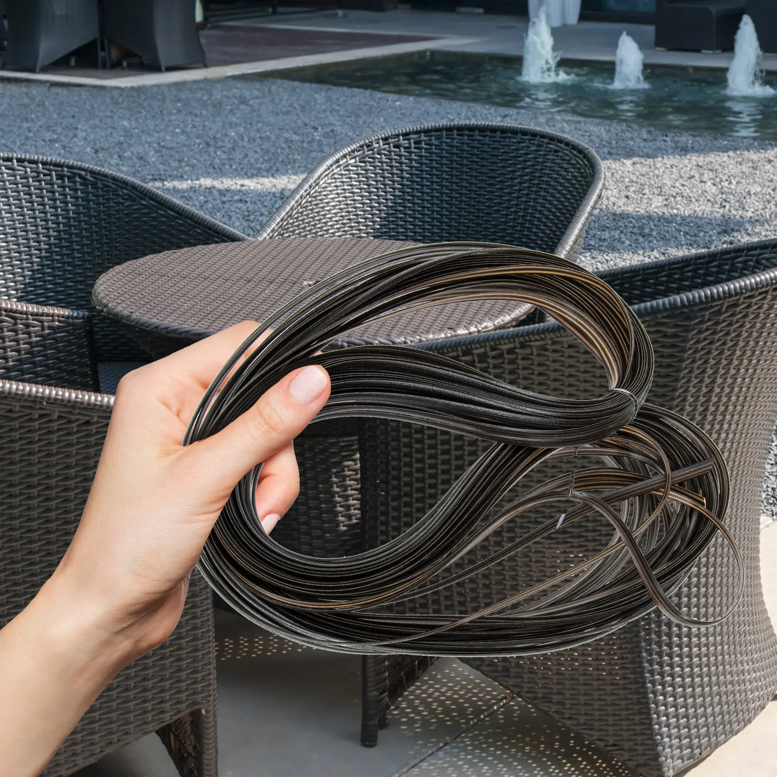Plastic Wicker Repair Kit 1 Roll Multi Use Pe Rattan Weaving Supply for DIY Wicker Furniture Repair Craft Basket Food Flower