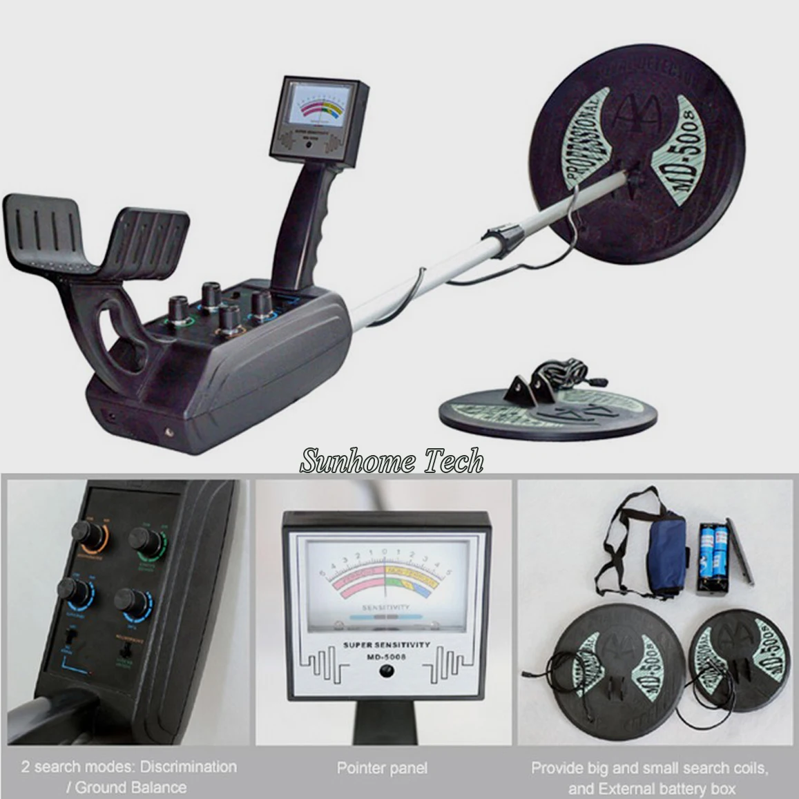 MD-5008 Metal Detector Gold Digger 3.5m Detection Depth with Two Coils Underground Pinpointer Headphone Support for Enhanced Tre