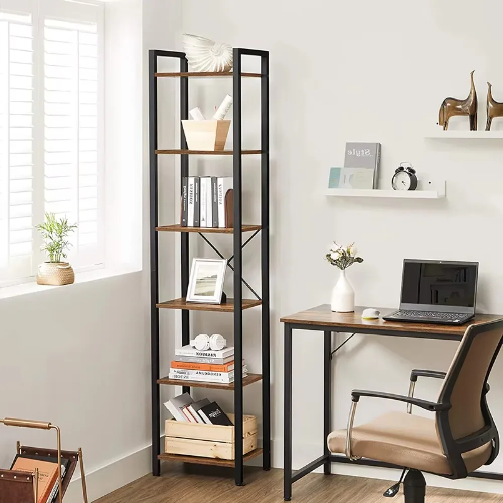 Rural Cardboard Bookcase Living Room Multi-layer Contemporary Bookshelf Metal Frame Display Shelf