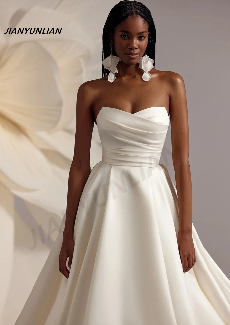Customized Vestidos De Novia Floor Length Sweetheart A-Line Long Tail Backless For Women To Measures Charming Bridal Gowns