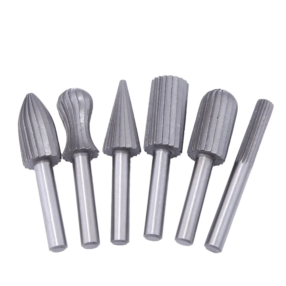 

6Pcs Rotary Burr Set High Carbon Steel Cut Engrave Carve Grind Deburr Routing Cnc Milling Wood Metal Plastic Stone Fiberglass