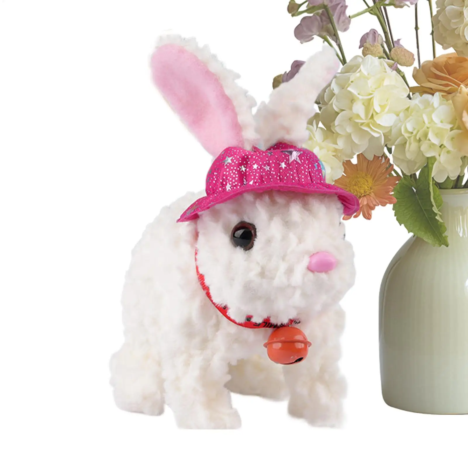 Rabbit Plush Toy Twitch Nose Jumping Pet Bunny Interactive Toy For Boys Girls Living Room Bedroom Playroom Classroom Nursery