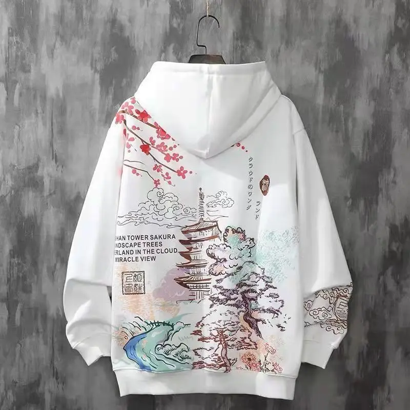 Sudadera con capucha de manga larga para mujer, suéter con estampado de estilo chino, primavera y otoño, 2023