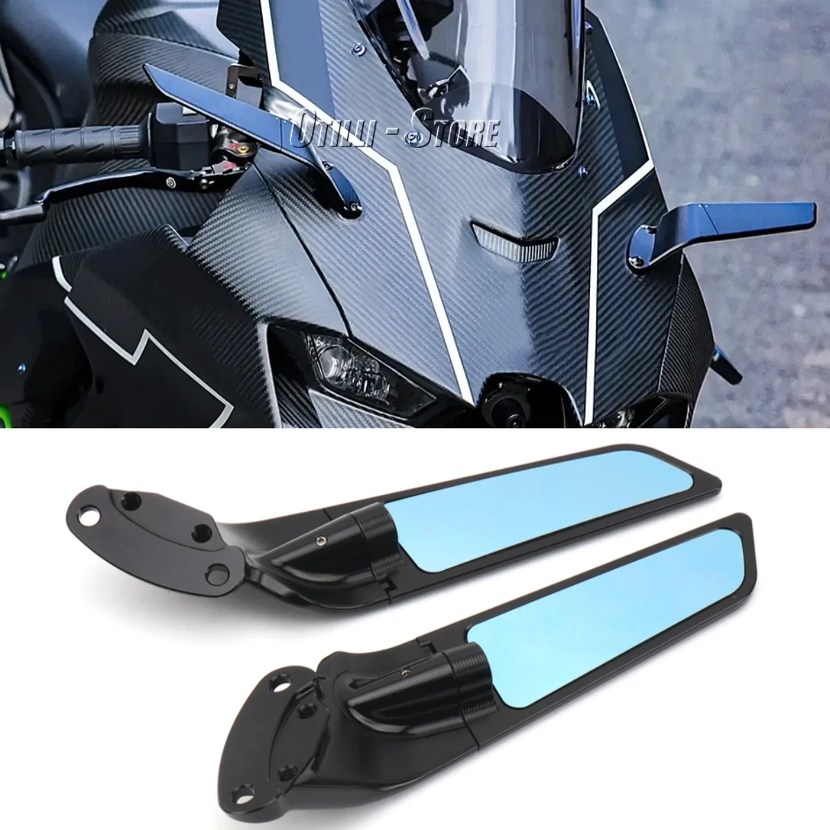 

For Kawasaki Ninja ZX-10R NINJA ZX10RR ZX10R SE Motorcycle Wind Wing Adjustable Rearview Mirrors Rotating Stealth Winglet Mirror