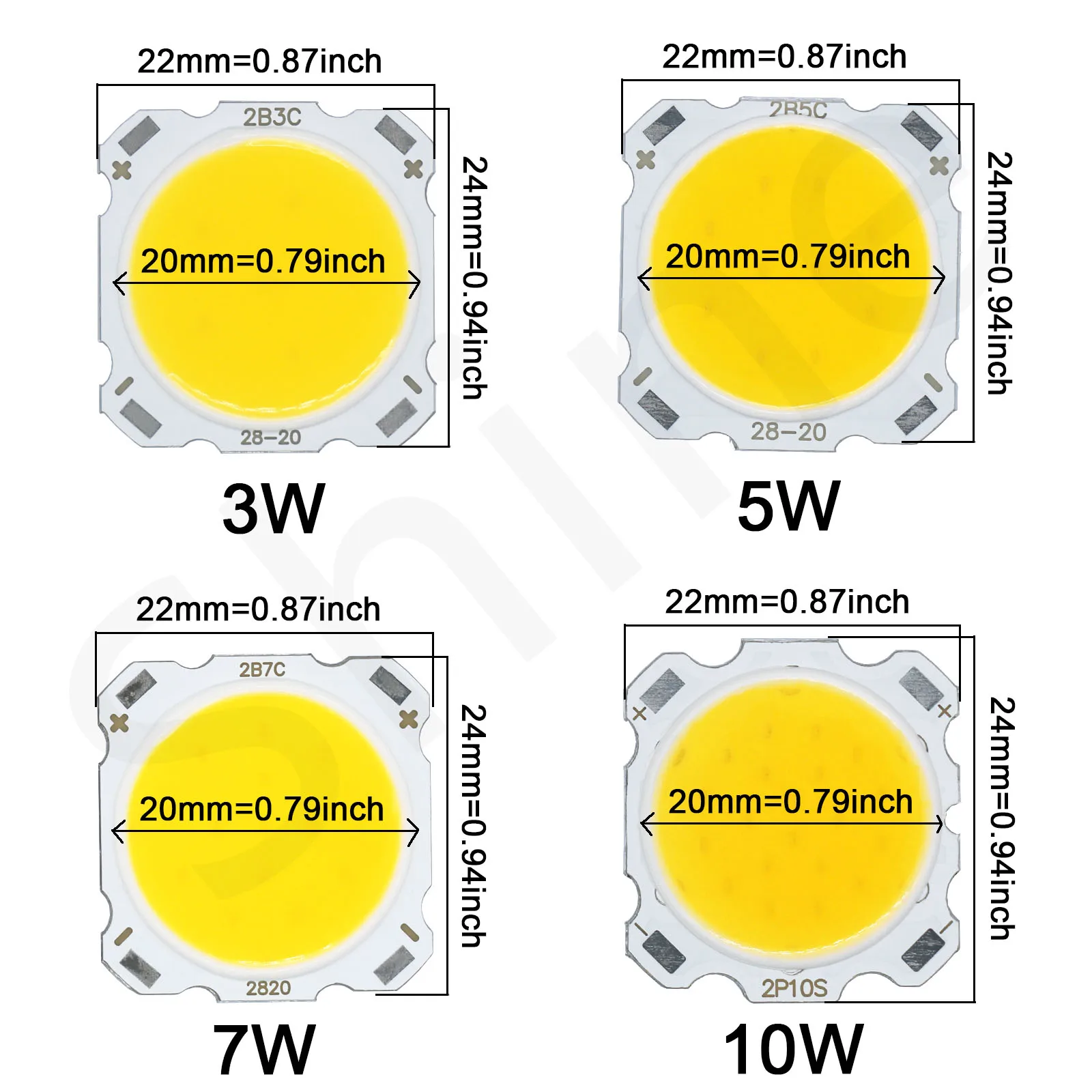 10pcs 3W 5W 7W 10W High Power LED Source Chip 13mm 20mm 24mm SMD LED COB Light Bulb LED Diode Light Lamp Spotlight Downlight DIY