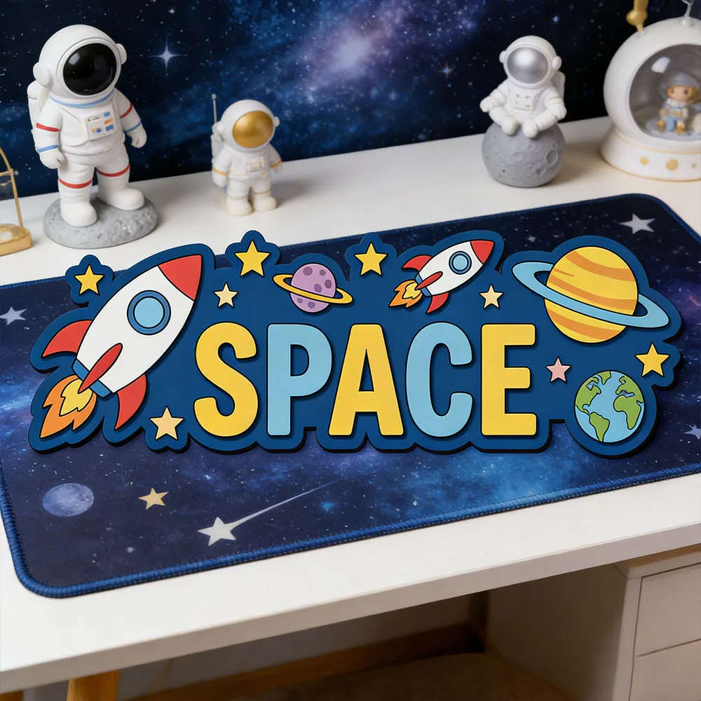 Personalized Outer Space Rocket Name Wooden Sign Boys Room Wall Decor Baby Shower Gift for Space Loving Boy