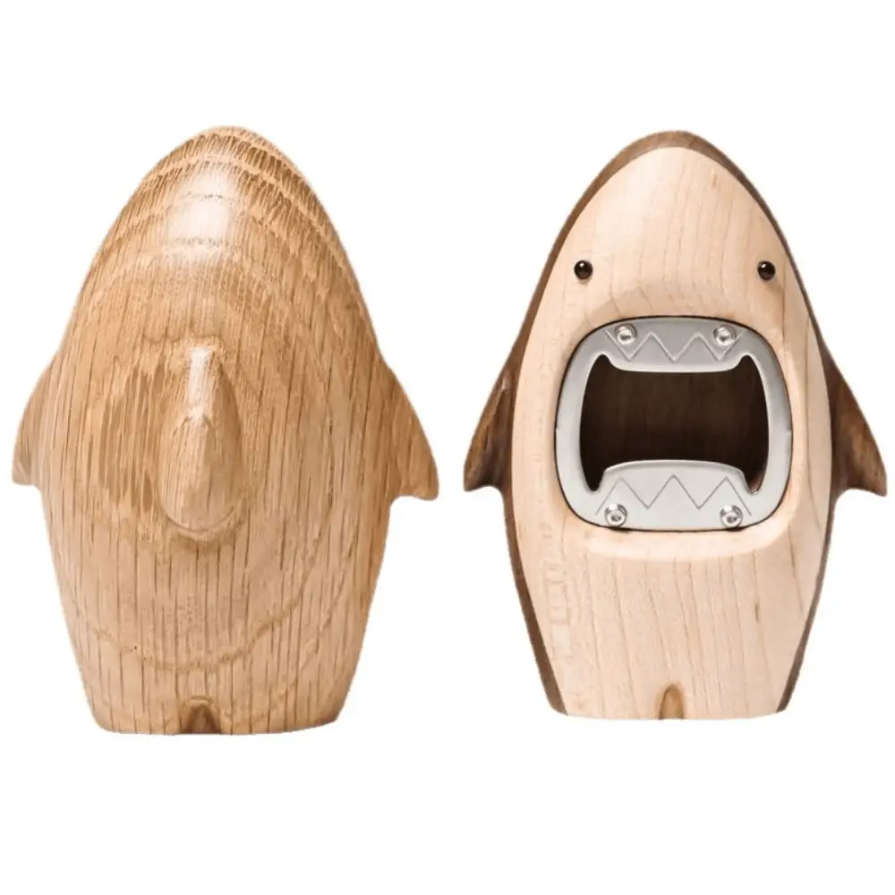 

Walnut Solid Wood Shark Wine Opener Wear-resistant Smile Design Bottle Opener Fun Practical Decor Wooden Beer Opener