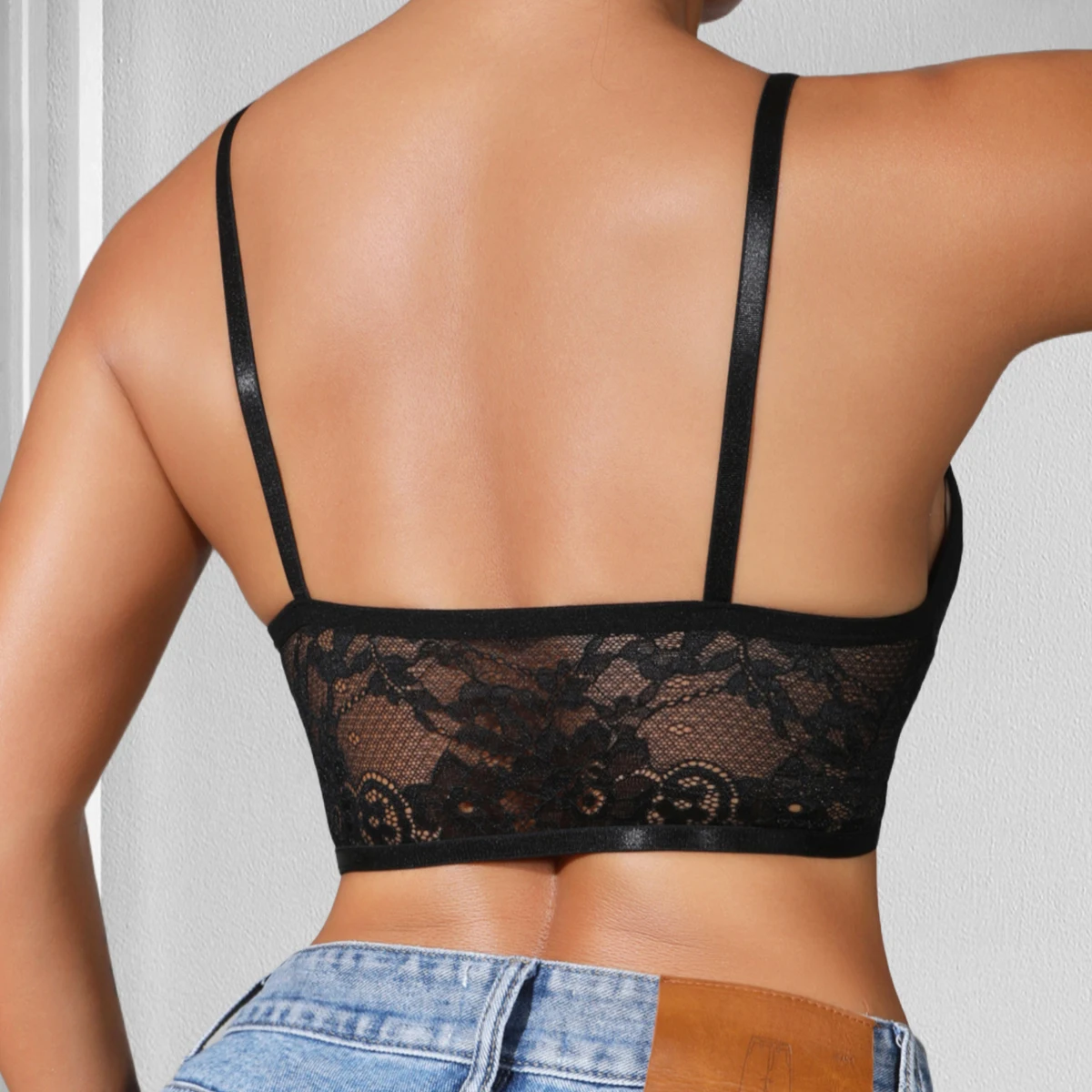 1 قطعة نمط الموضة لا وسادة المرأة مثير بروتيل تنفس مثير الملابس الداخلية المثيرة ملابس داخلية للحفلات الدبابات سترة الإناث الأسود الأزهار #2