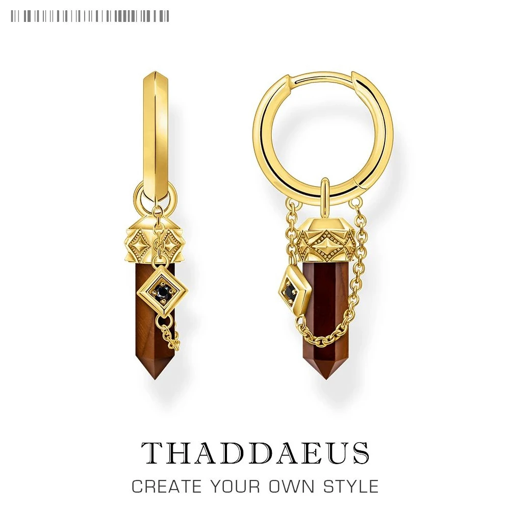 

Позолоченные серьги-кольца с тигровым глазом, ювелирные украшения для женщин и мужчин, модный подарок из настоящего серебра 925 пробы