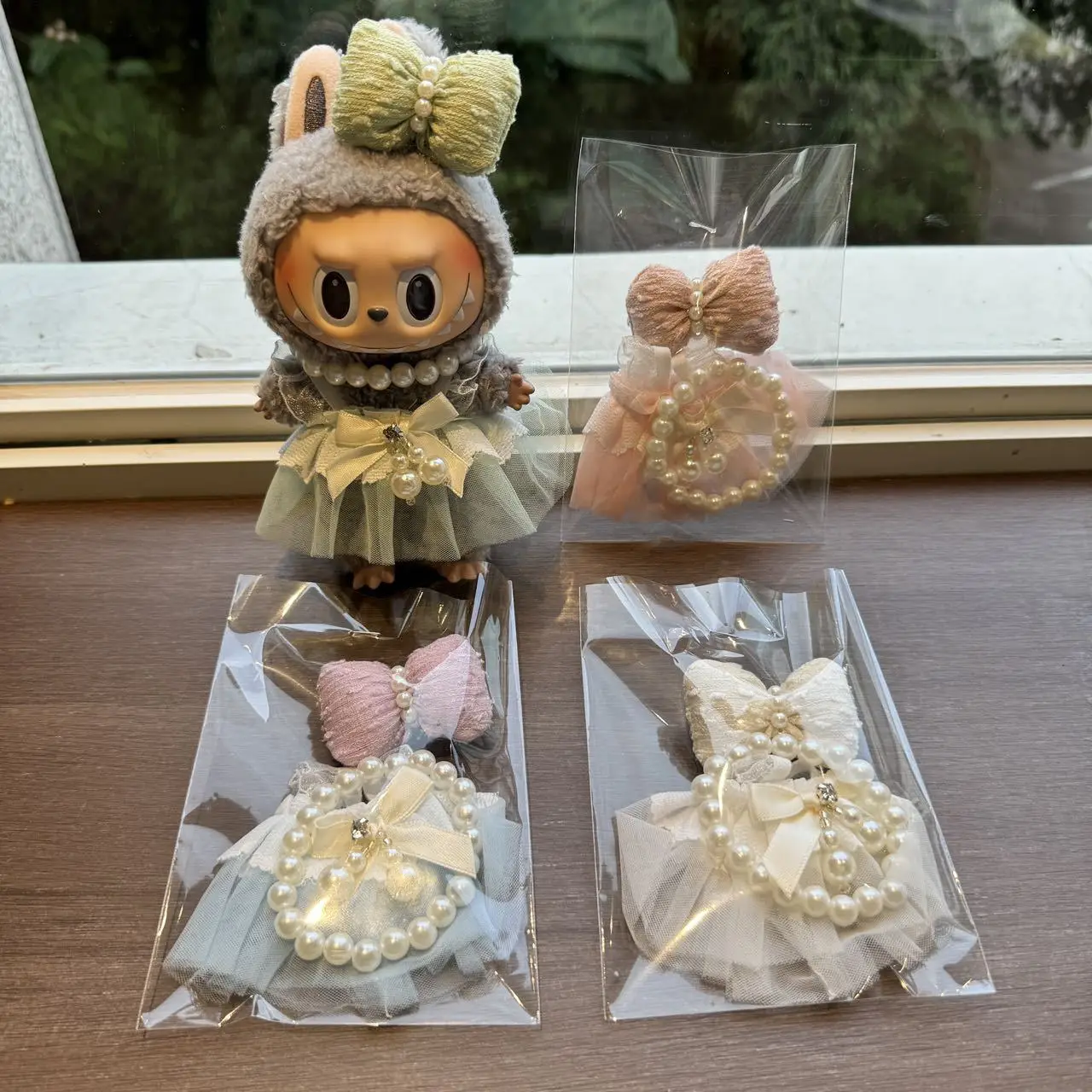 

Labubu Tulle Skirt Labubu Tulle Skirt Replacement Set Doll Exquisite Bow Pearl Tulle Skirt Pendant Accessories