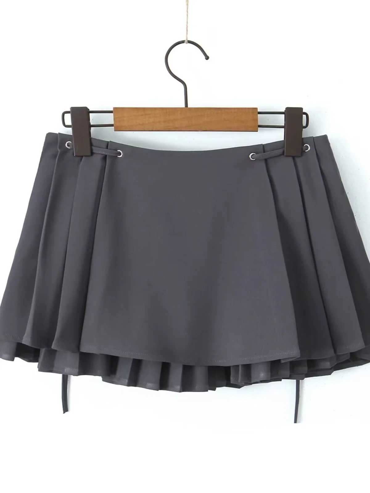 

Sexy A-Line Skirt with Side Zipper And Bow Low Waist Design Pure Color Low Waist Long Leg Exposure Skirt for Women