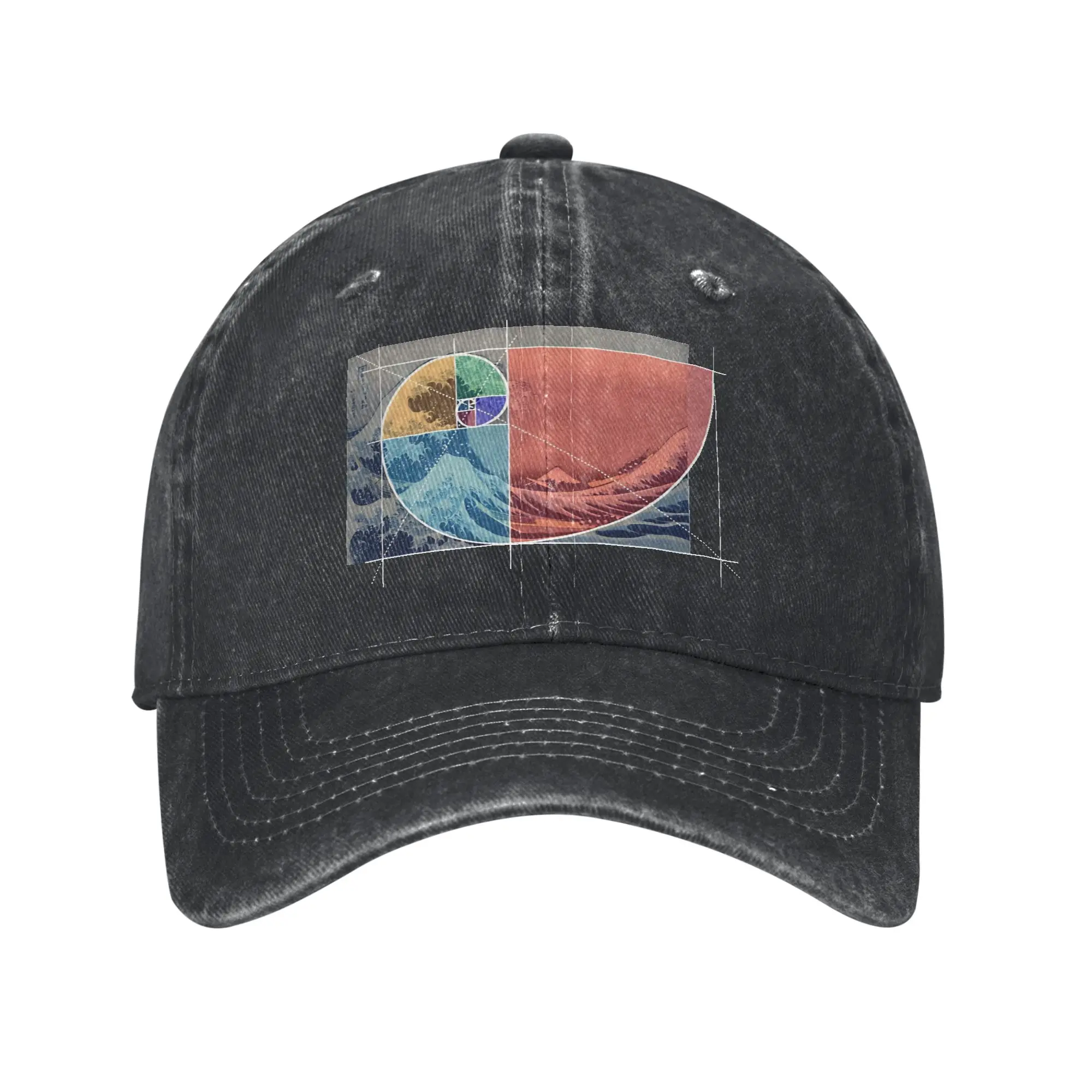 Hokusai Meets Fibonacci Golden Ratio Men Women Baseball Caps Geek Math Distressed Denim Washed Hats Cap Vintage Outdoor Headwear