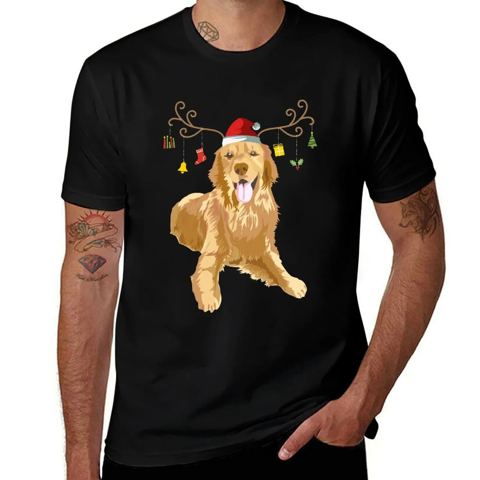 Golden Retriever Ugly Xmas Sweater Antler Dog Lover T-Shirt Breathable Travel T-Shirt