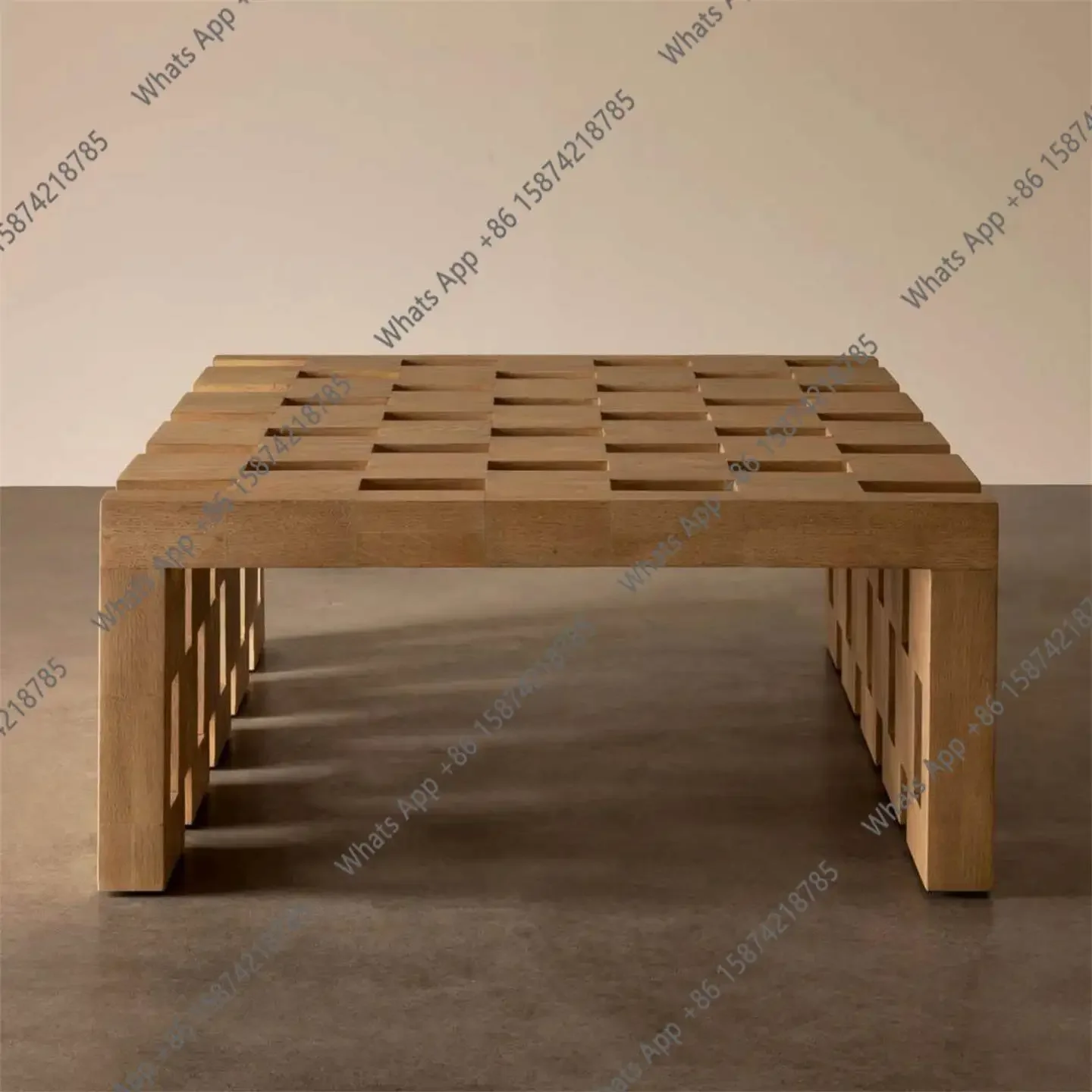 46 Designer Solid Wood Rectangular Coffee Table Living Room Home Simple Retro Coffee Table Light Luxury Wabi Sabi Coffee Table