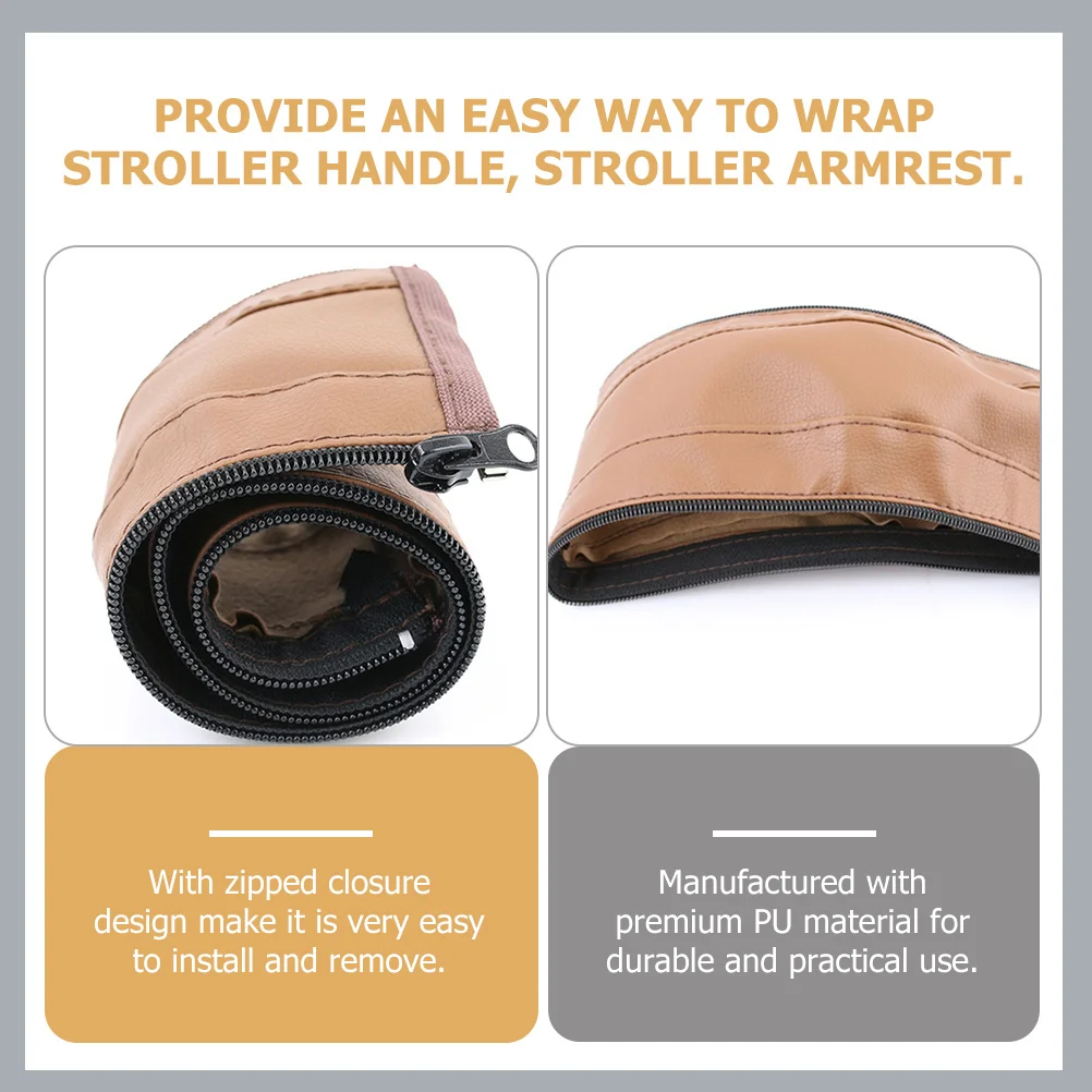 

Stroller Handle Cover PU Pram Armrest Sleeve Durable Zipped Closure Easy Install Remove Baby Stroller Accessories Handlebar