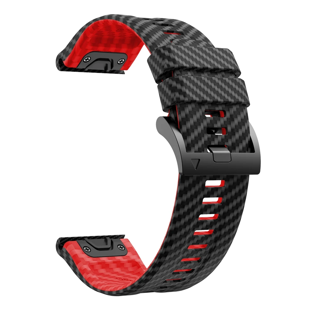 QuickFit 22mm 26mm siliconen band met carbon fiber textuur voor Garmin Fenix 8 Epix Pro Gen 2 47mm 51mm/Fenix 7X 6X 5X Plus horlogeband