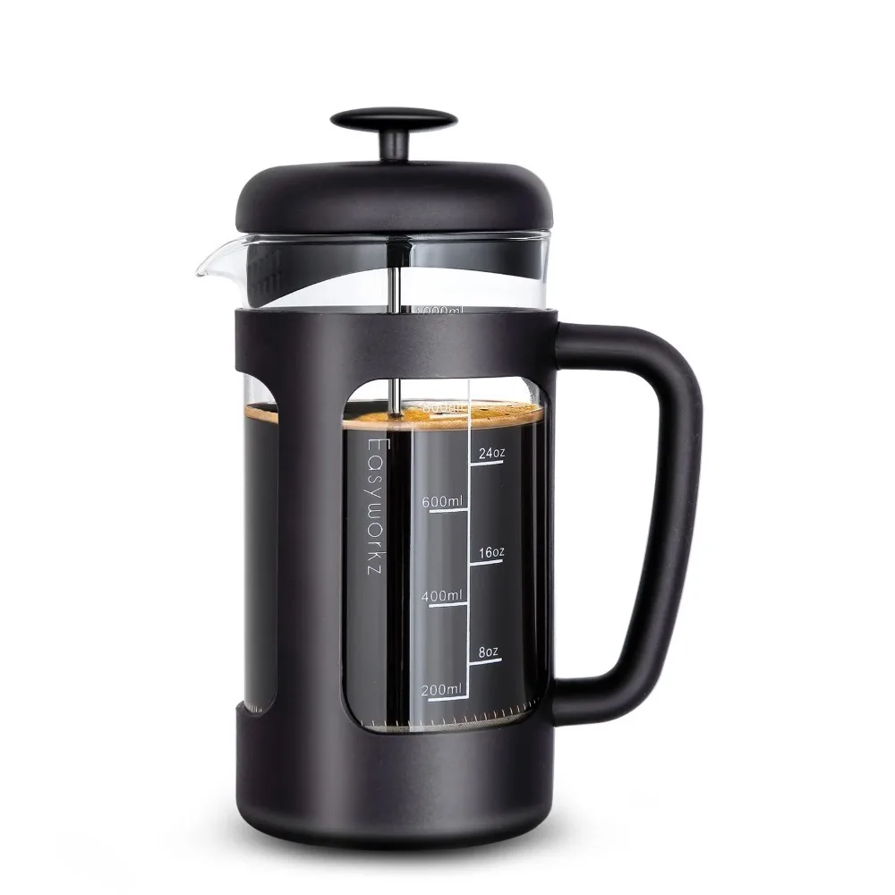 

French Press Coffee Tea Maker with Borosilicate Glass,Soft Grip Handle
