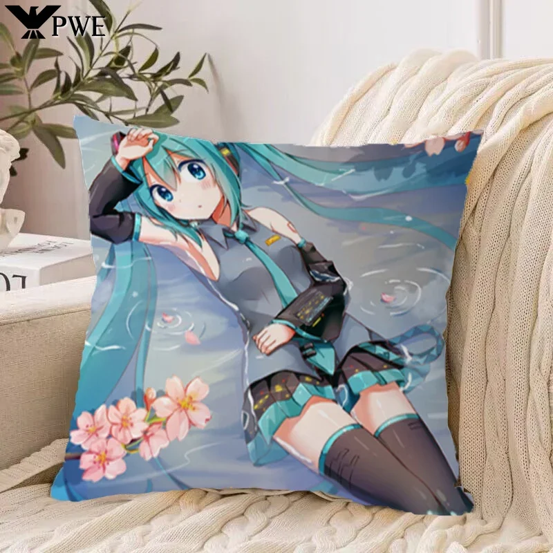 Pillow Cases Decorative Cushions for Bed H-Hatsune MIku Chair Cushion Cover 45x45cm Pillowcase 45*45 Fall Decoration Anime 40*40