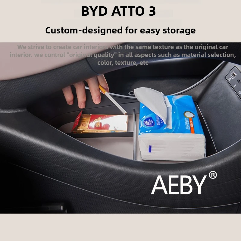 

AEBY For BYD ATTO 3 Smart Driving Edition 2025 Anti-Dust Lower Storage Box, Center Console Storage Box Tray,Anti-Slip Interior