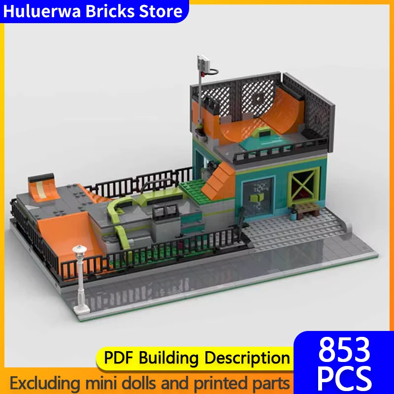 Popular Street View Model MOC Building Brick Block Skateboarding Park Modular Technology Gift Holiday Assemble Children Toy Suit