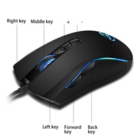 HXSJ V700BW+A869 USB Computer Keyboard and Mouse Kit with 61-key Wired RGB Backlight + Wired Gaming Mouse Colorful LED Lighting