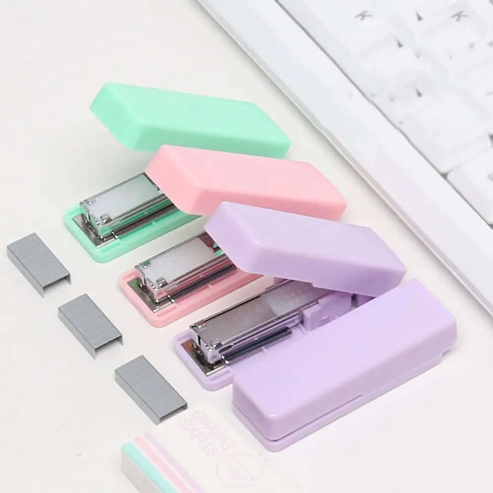 Creative Candy Color Mini Stapler Metal Bookbinding Supplies Small Stapler Multifunction Bookbinding Machine School Office