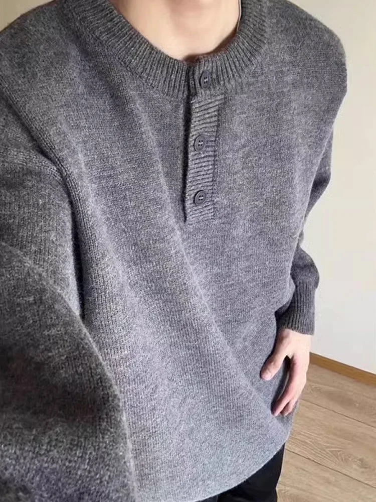 

Deep ey Cleanfit Henry Collar Sweater Thiened Men's Inner Wear Knitted Outerwear Autumn Winter Leisure High End Feeling