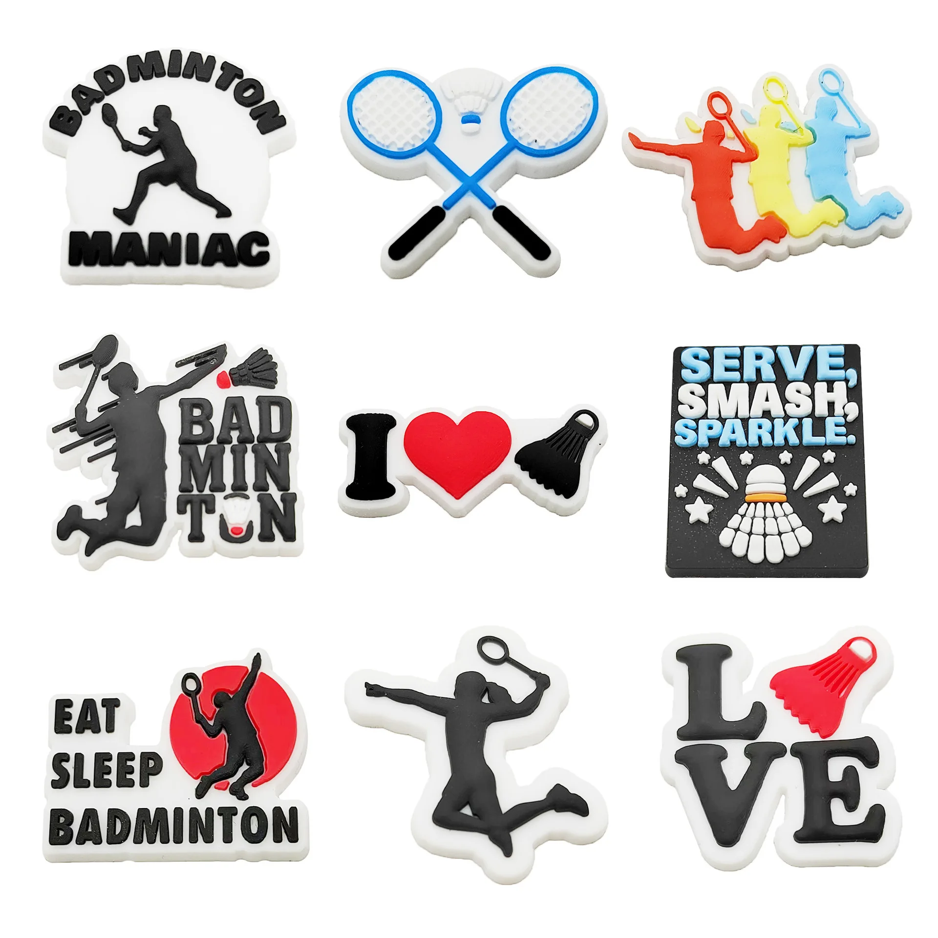 Sport Badminton Shoe Charms Decoration for Crocs Pin Accessories Charms Bracelet Wristband DIY Shoe Party Gifts