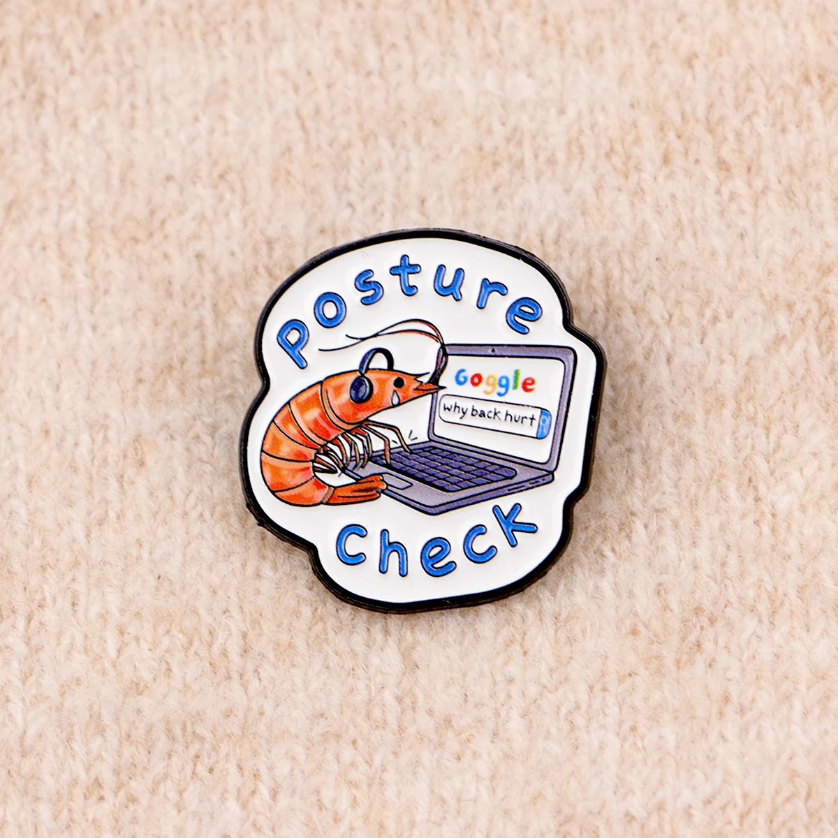 Funny Shrimp Enamel Pin, Quirky Lapel Accessory