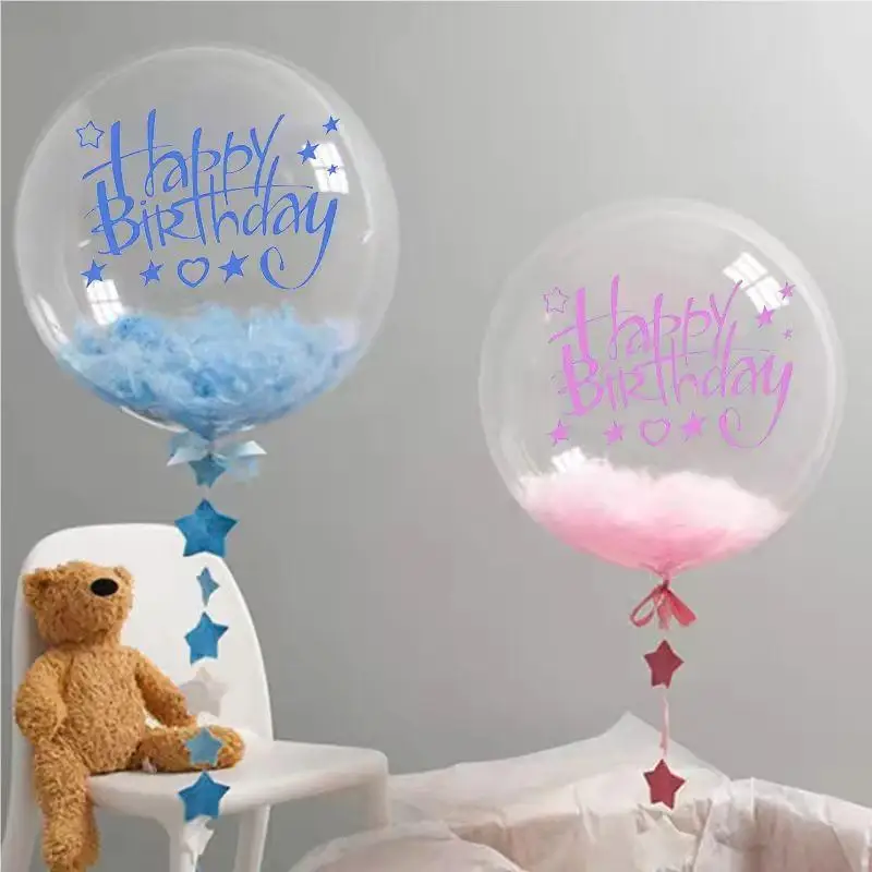 1pc Happy Birthday Paper Letter Stickers 20/24inch Bobo Balloon Decor Birthday Party Backdrop Gift Packaging Glass DIY Decor