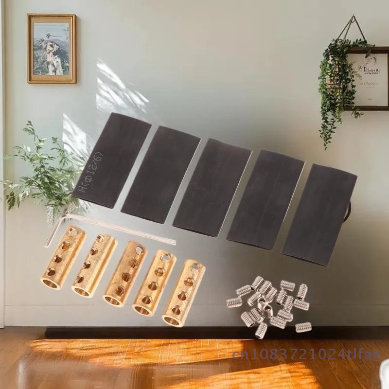 5-teiliger Messing-Klemmenblock mit Schrumpfschlauch, hoher Strom, wasserdicht, Schnellklemmenblock, druckfrei, Schnellverbinder