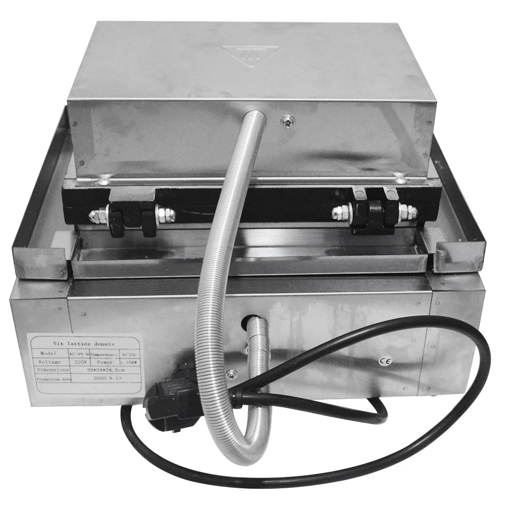 XEOLEO 상업용 도넛 메이커 6개 도넛 제조기 전기 1500W 자동 스테인레스 스틸 원형 링 도넛 와플