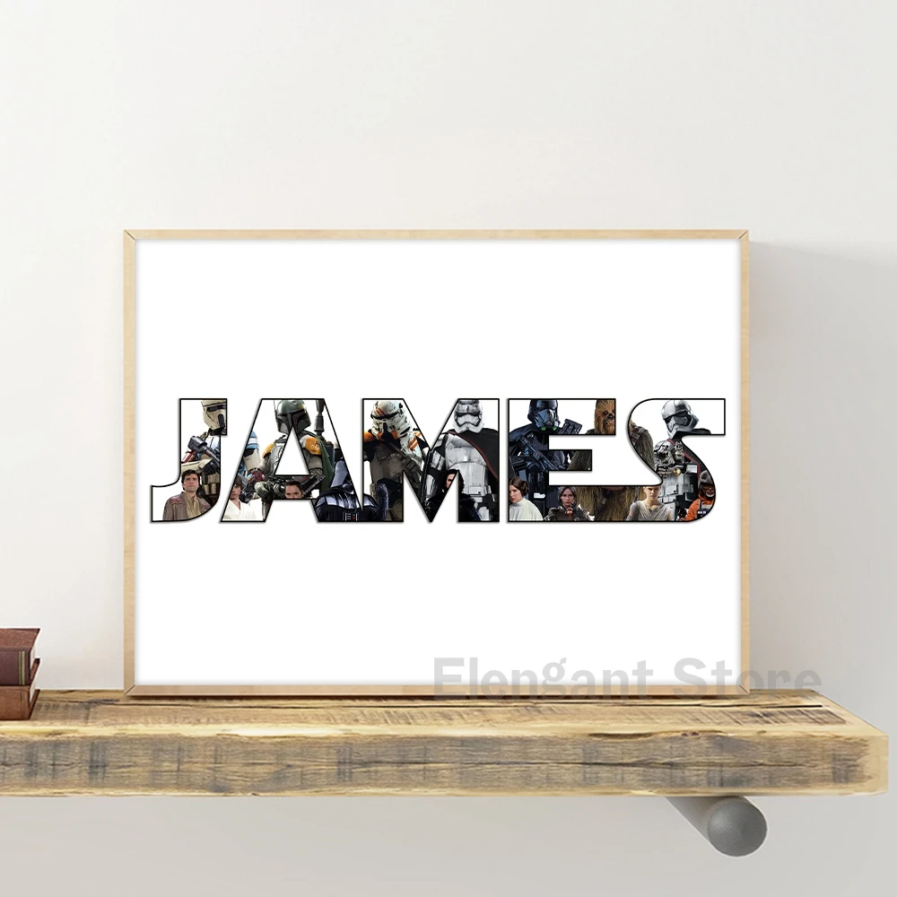 Personalized Space Wars Name Word Art Print Sci-Fi Character Poster Canvas Painting Wall Art Gift Home Decor