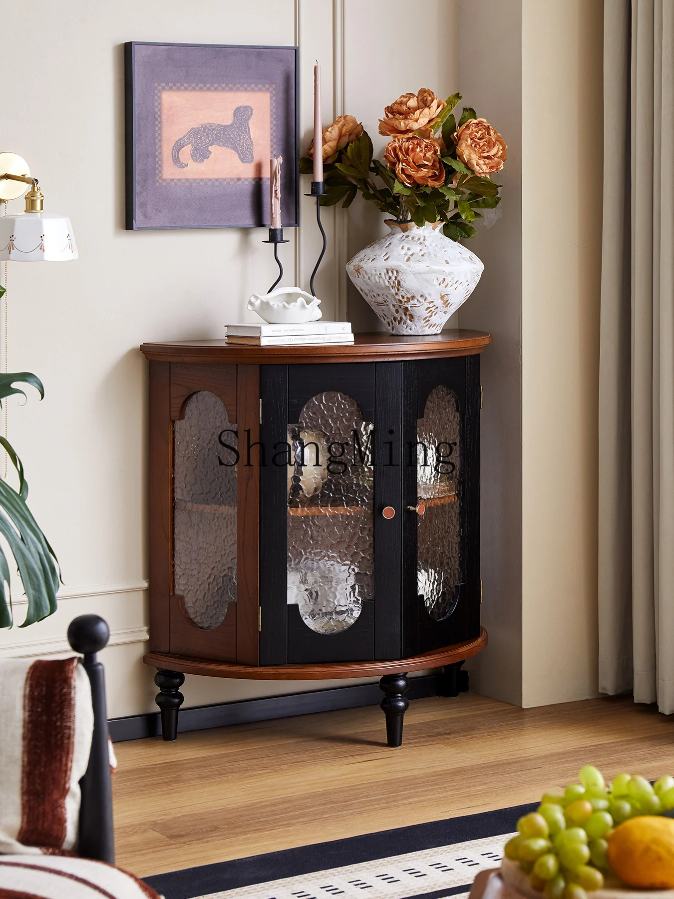 

CL semi-round table against the wall Corridor end cabinet Light luxury entrance table