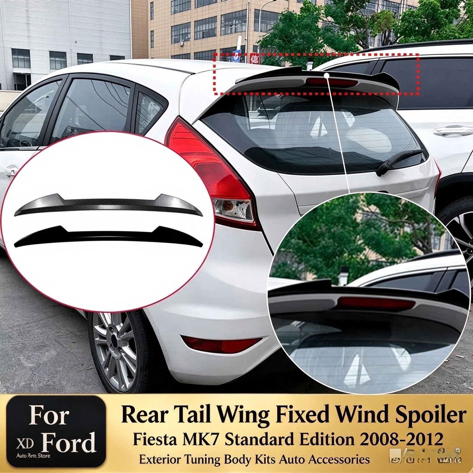 Rear Tail Wing Fixed Spoiler For Ford Fiesta MK7 Standard Edition 2008-2012 Exterior Tuning Body Kits Auto Accessories