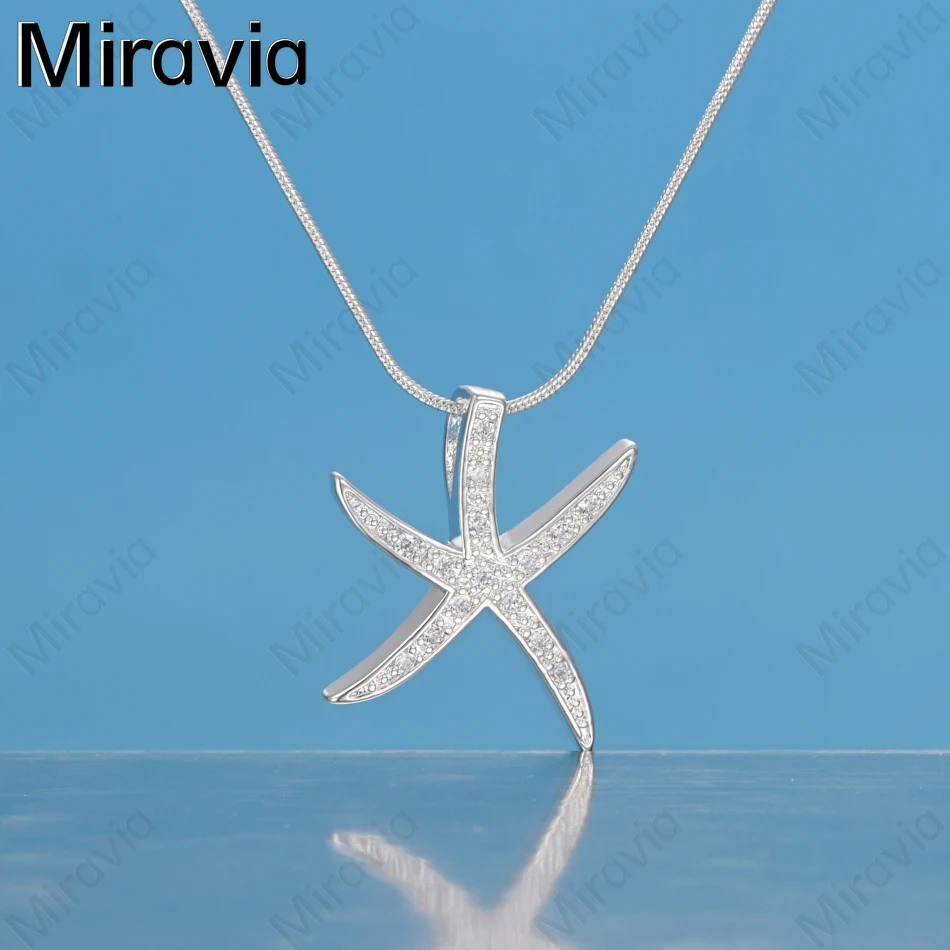 

Miravia 925 Sterling Silver Pentagram Inlaid Zirconia Pendant Necklace Charming Women Engagement Jewelry