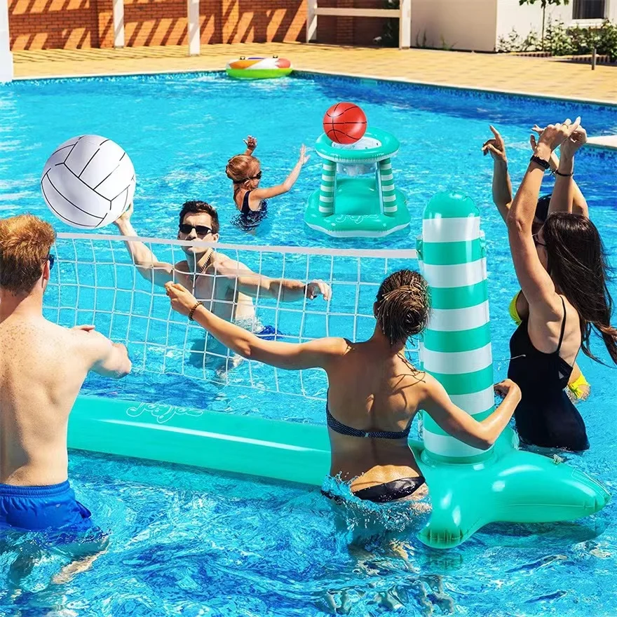 2-in-1 Inflatable Water Volleyball & Basketball Set: Poolside Fun for Family  & Outdoor activities,pool,party,sport toy,summer