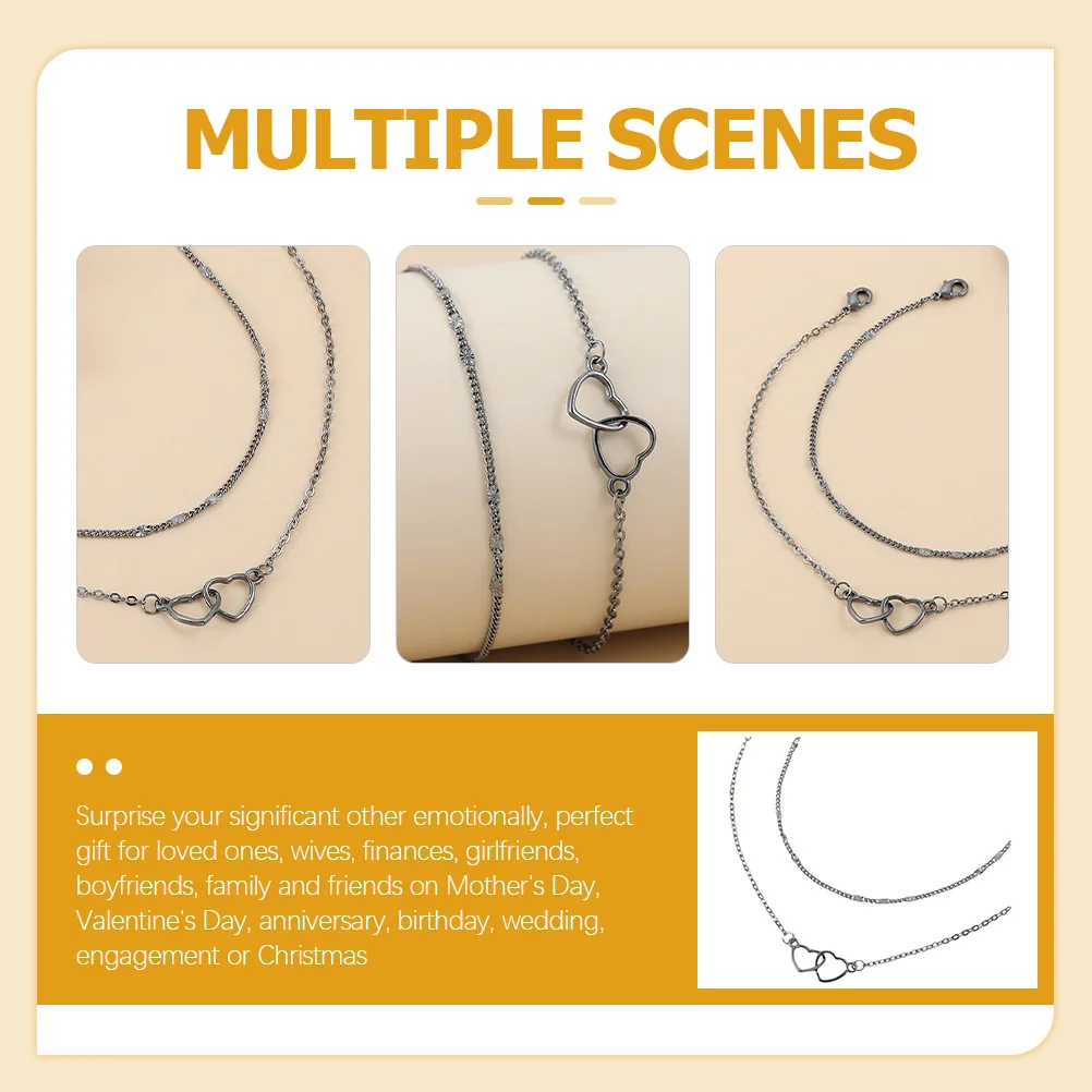 قطعتان من سوار القلب بتصميم بسيط وأساور متطابقة للأزواج، إكسسوار أنيق لحفلات العشاء، مريح للارتداء #3