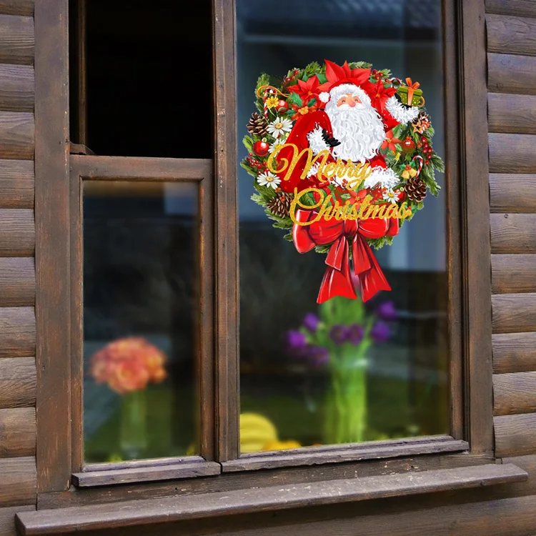 Frohe Weihnachten Weihnachtsmann Wandaufkleber Wohnzimmer Türdekoration Wandbild Glasfenster Neujahr Heimdekoration Abnehmbare Aufkleber – Detail 6