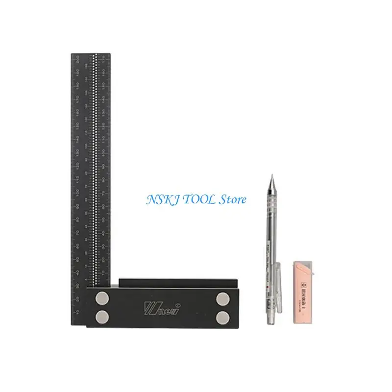 

L8RC Precise Carpenter Square Layout Tool Woodworking Gauge Parallel Line Marker Point Multifunction Ruler