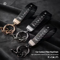 Carbon Fiber Car Logo Keychain Zinc Alloy Keyrings For Lincoln Continental Town-car Aviator Navigator MKX Energy Zephyr Voyager
