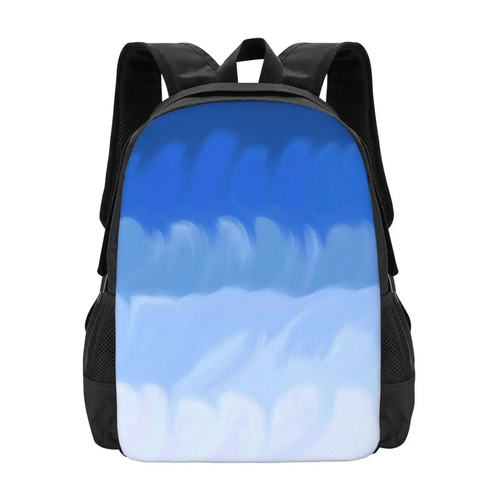 

Blended Blue Ombré Hues Abstract Painting, Made By Endlessemporium Hot Sale Schoolbag Backpack Fashion Bags Blue Blended Swirls