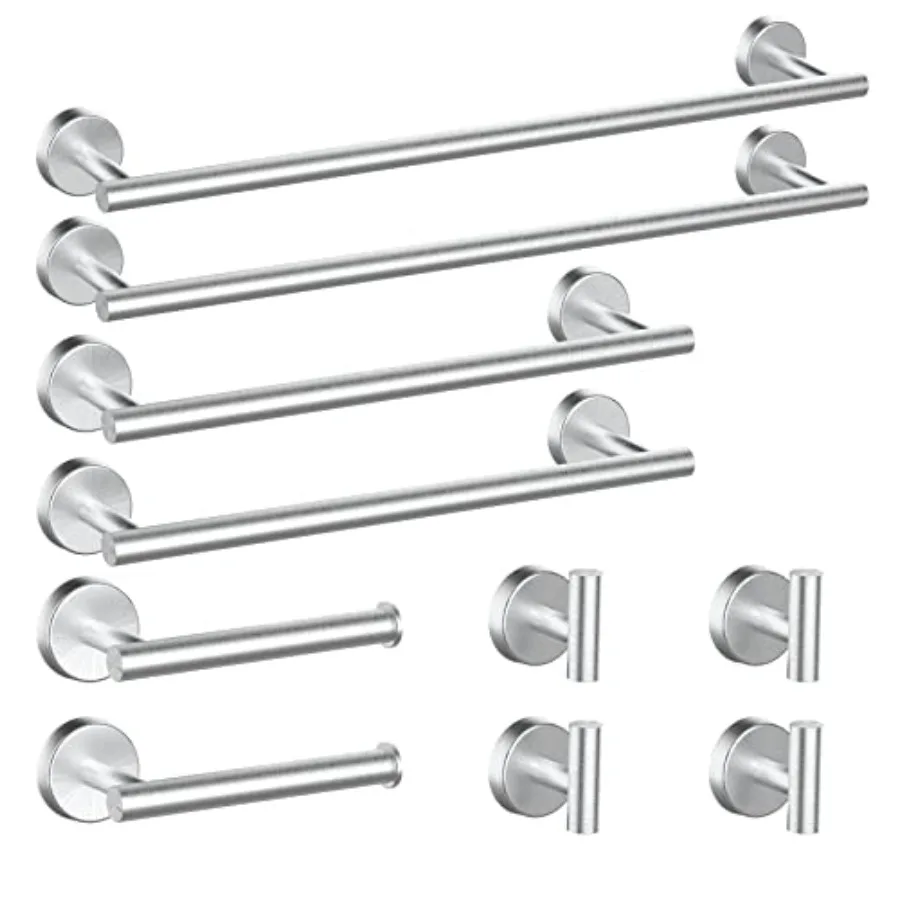 

10Pcs Brushed Nickel Bathroom Hardware Set - 2418inch Towel Bar Robe Hook Toilet Paper Holder 2 Pack 5 Piece Stainless Steel Wa