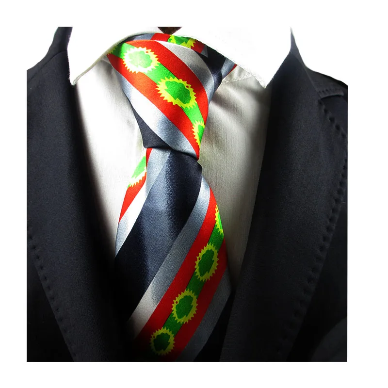 

Silk print suit matched custom tie shiny fashion colored long men male necktie luxury multy stripe formal sublimation cravatte