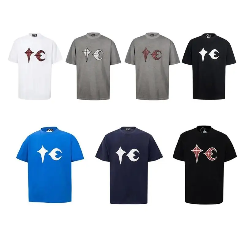 

THUG CLUB Pure Cotton round Ne ort Sve T-irt Embroidered Logo High Street Sle ex Breathable Summer Tee
