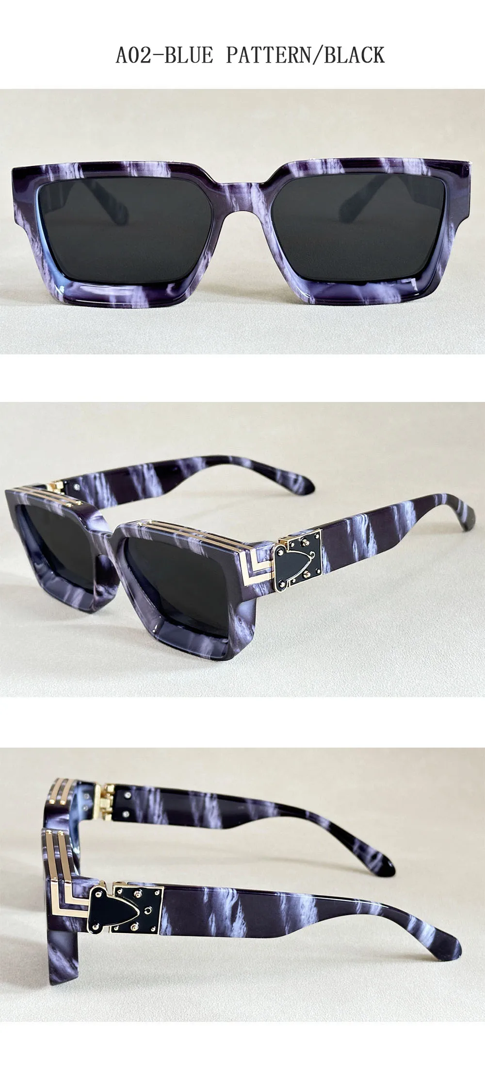 Quadratische Sonnenbrille für Herren, Retro-Millionär-Sonnenbrille für Damen, 2025, trendige Vintage-Urlaubsmode, Brille, Gafas De Sol Hombre Lunette – Detail 26