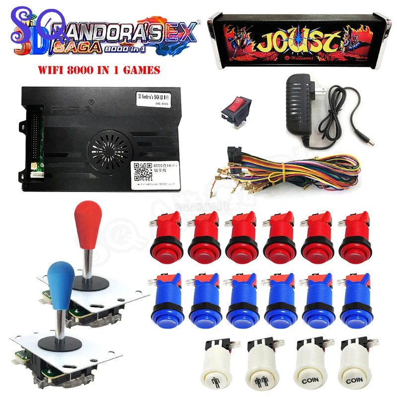 

Pandora 3D Saga Box 8000 in 1 DIY Kit For With Light Box Arcade Game tekken 6 Console Cabinet 8 Way Joystick Switch happ Button