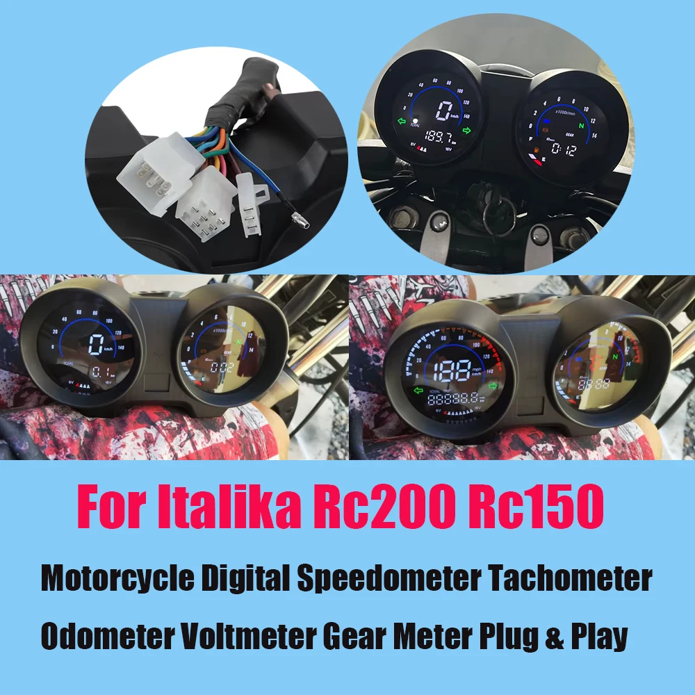 

For Italika Rc200 Rc150 Motorcycle Motorcycle Digital Speedometer Tachometer Odometer Voltmeter Gear Meter Plug&Play Accessories