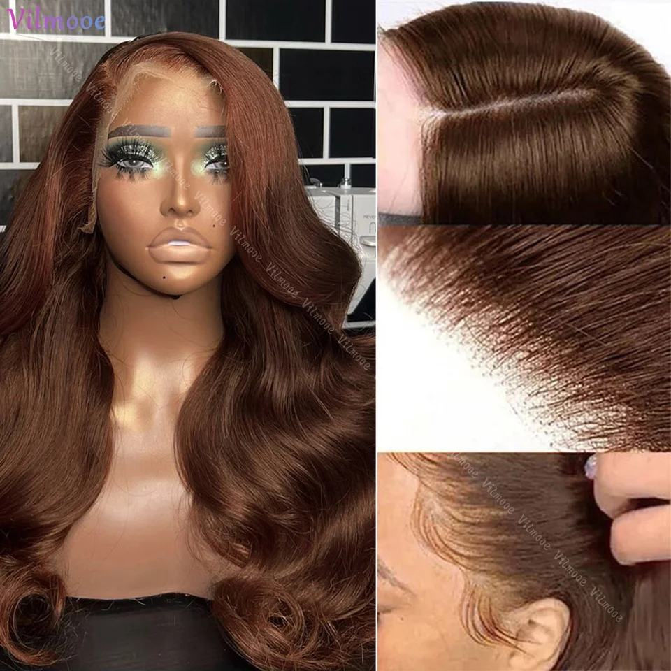 

Chocolate Brown Balayage 4x4 Scalp Cap HD Lace Front Wig Human Hair Real Hair Wigs for Women Dark Brown Body Wave Closure Wig